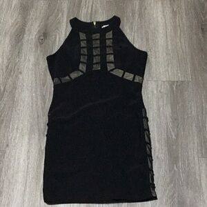 Honey and Rosie Black Embellished Cutout Sheath Midi Dress